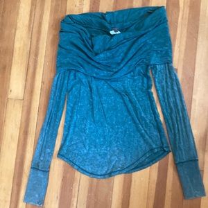 Beyond soft turquoise Free People cowl neck top - size XS